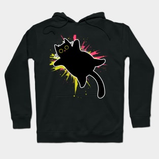 Funky Red Yellow Paint Explosion by Black Cat Hoodie